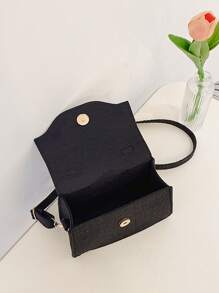 Mini Crocodile Embossed Flap Square Bag Fashion Black - Black - View 8