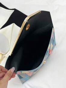 PU Envelope Bag Studded Decor Geometric Pattern - Multicolor - View 3