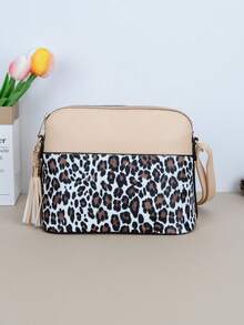 New Leopard Pattern Tassel Crossbody Bag For Women Casual Shell Shoulder Bag Ladies Fashion Handbag - Khaki - View 1