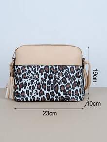 New Leopard Pattern Tassel Crossbody Bag For Women Casual Shell Shoulder Bag Ladies Fashion Handbag - Khaki - View 3