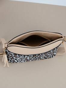 New Leopard Pattern Tassel Crossbody Bag For Women Casual Shell Shoulder Bag Ladies Fashion Handbag - Khaki - View 5