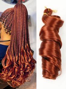 Pack Of 1 Synthetic French Curly Black Blue Pink Brown Spiral Curly Crochet Braids Hair High Temperature Loose Wave Curl Braiding Hair Extensions Suitable For Women And Children Daily Holidays And Cosplay Christmas New Year Carnival Music Festival Braided Hair - Burnt Orange - View 2