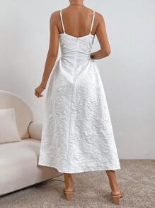 SHEIN Privé Đầm Cắt ra Dây kéo màu trơn Giải trí - trắng - Xem 3