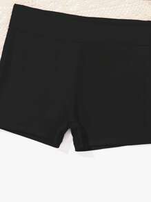 Tween Girl Solid Shorts Bikini Set Summer Beach - Black - View 4
