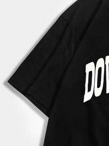 ROMWE MEN Street Life Guys Slogan Graphic Tee - Black - View 3