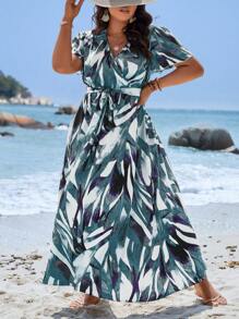 Breezaya Đầm Plus Size Thắt lưng Trọn gói Tất cả trên in Giải trí - Nhiều màu - Xem 1