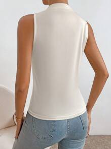 SHEIN Essnce Solid V Neck Tank Top - Apricot - View 2