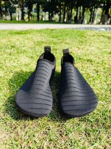 Women Striped Pattern Slip On Creek Shoes, Polyester Sporty Sneakers