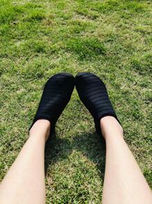 Women Striped Pattern Slip On Creek Shoes, Polyester Sporty Sneakers