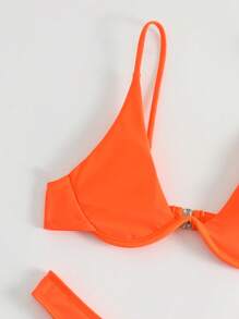 Swim Basics 夏季海灘高腰三角褲泳衣套裝，泳裝 - 橘色 - 查看 4