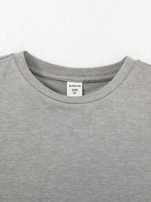 SHEIN Bộ thời trang bé trai Đắp vá Lá thư Giải trí - Màu Xám nhạt - Xem 5