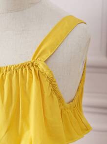 Toddler Girls' Ruffle Trim Strappy Round Neck Elastic Waist Sleeveless Dress With Tiered Ruffle Hem - Yellow - View 6