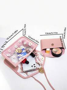 防水雏菊图案手提包，时尚 PVC 斜挎包，女式迷你透明翻盖钱包（7.08 X 4.72 X 2.75）英寸，时尚透明女士防水包，非常适合夏季、度假和海滩，防水、防沙透明包，沙滩运动野餐零食女士透明钱包