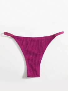 Summer Solid Thong Bikini Bottom - Hot Pink - View 2