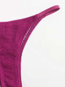 Summer Solid Thong Bikini Bottom - Hot Pink - View 3