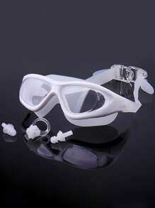 SHENYU Large Frame Anti-Fog Swimming Goggles, Swimming Cap With Ear Protection, Nose Clip And Earplugs Set