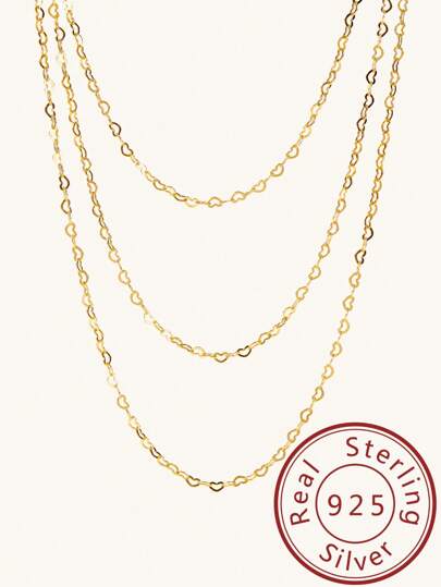 1入組時尚銀極簡多層次項鍊適合女士日常裝飾