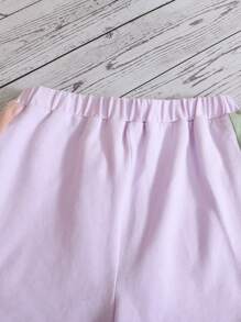 SHEIN Bebé niño Shorts con camiseta con estampado de letra de color combinado - Multicolor - Ver 5