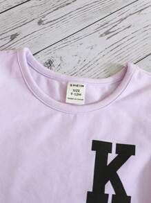 SHEIN Bebé niño Shorts con camiseta con estampado de letra de color combinado - Multicolor - Ver 6