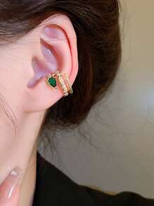1pc Fashion Copper Rhinestone Decor Ear Cuff For Women For Daily Life Copper Jewelry