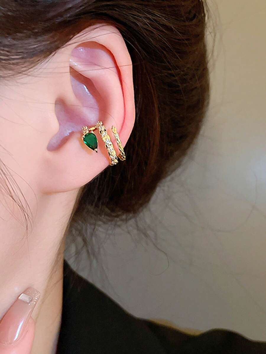 1pc Fashion Copper Rhinestone Decor Ear Cuff For Women For Daily Life Copper Jewelry