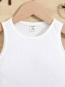 嬰兒男孩實心紋織繩肌肉襯衫 - 白色 - 查看 4