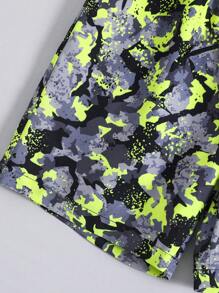SHEIN Boys Camo Print Drawstring Waist Swim Shorts - Multicolor - View 4