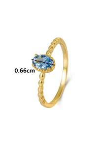 1 Bạc Sang Trọng Tối Giản Đính Đá Cubic Zirconia Trang Trí Nhẫn Cho Nữ Cho Quà Tặng Hẹn Hò - Vàng - Xem 6