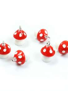 14pcs/set Random Fashion Plastic Mushroom Design DIY Pendant For Women For DIY Jewelry Making - Red - View 2