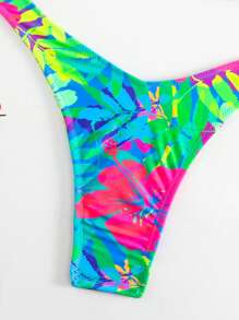 熱帶圖案帶鋼圈比基尼泳裝 - 彩色 - 查看 5