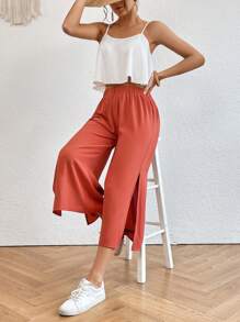 SHEIN VCAY 素色吊帶上衣和高衩闊腿褲 - 彩色 - 查看 6