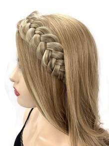 Braided Synthetic Hair Headband - Brown - View 1
