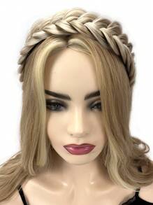 Braided Synthetic Hair Headband - Brown - View 5