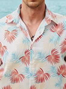 Manfinity RSRT Conjunto Para Hombre De Camisa Y Pantalones Cortos Con Estampado Tropical