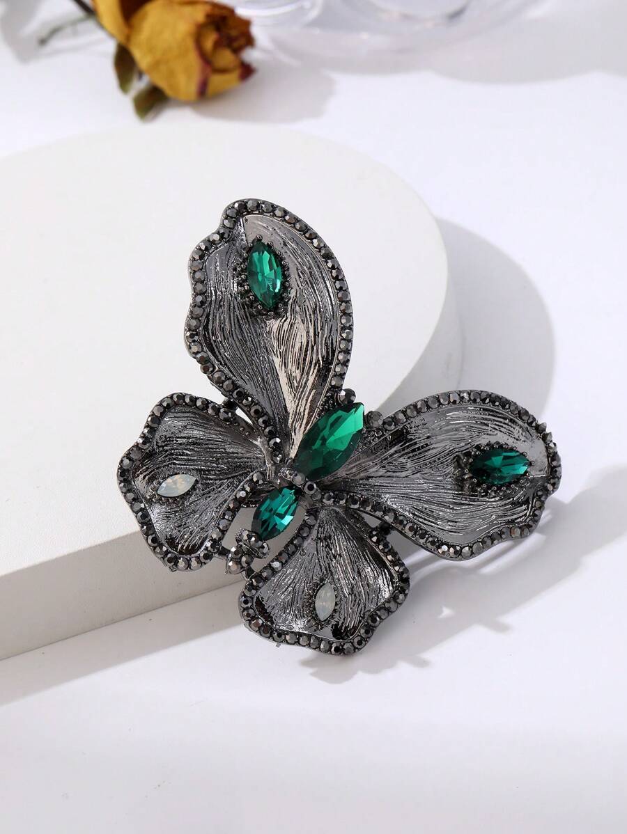 Rhinestone Bướm Trang Trí Clip Pháp - màu đen - Xem 1