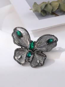 Rhinestone Bướm Trang Trí Clip Pháp - màu đen - Xem 3