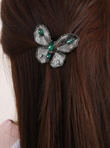 Rhinestone Bướm Trang Trí Clip Pháp - màu đen - Xem 4