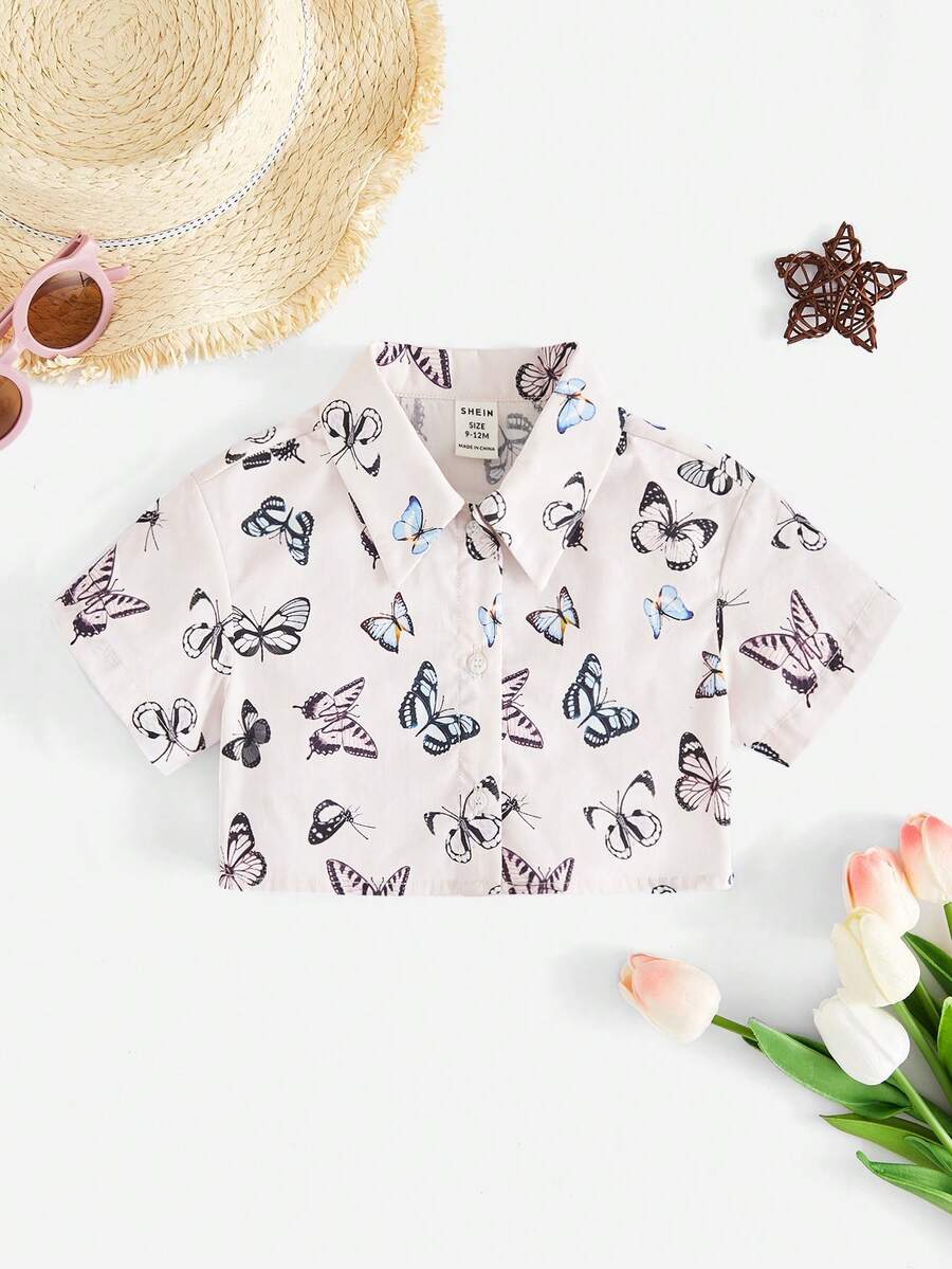 SHEIN Baby Butterfly Print Shirt - Multicolor - View 1