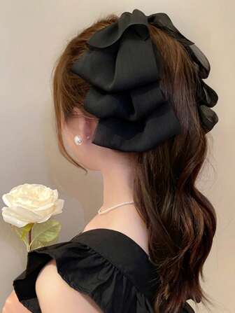 Solid Ruched Hair Clip For Everyday Styling Suitable For Campus Dating Vacation Daily Travel Cute,Banana Clip Hair Clips Hair Claws Hair Barrettes, School Stuff, Elegant, College, Bows, Hair Accessories