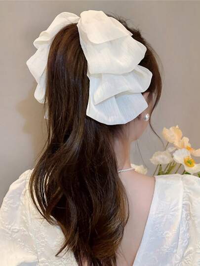 Cute Bow Decor Hair Clip For Everyday Styling Suitable For Campus Dating Vacation Daily Travel,School Claw Clips Hair Claws Hair Barrettes, School Stuff, Elegant, College, Bows, Hair Accessories, Head Accesssories