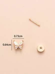 1入組時尚不銹鋼方晶鋯石裝飾蝴蝶設計耳釘適合女士適用於日常