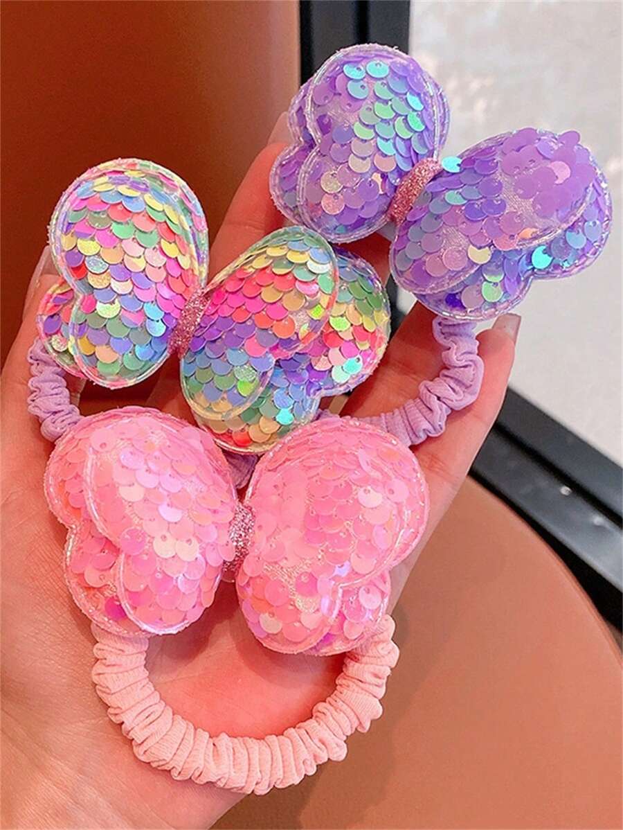 3入組亮片裝飾髮圈 - 彩色 - 查看 1