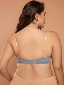 Plus Front-Close Detail Bra - Grey - View 2