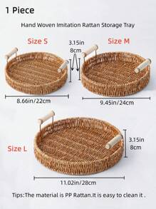 1pc Round Tray With Handle