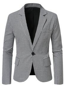 Manfinity Mode 男士千鳥格單釦西裝外套