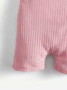 SHEIN Toddler Girls One Shoulder Ribbed Knit Romper - Baby Pink - View 4