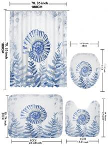 1入組樹葉印花浴室毯或1入組浴簾 - 彩色 - 查看 2