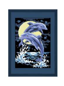 Set de punto de cruz delfín - Negro - Ver 1