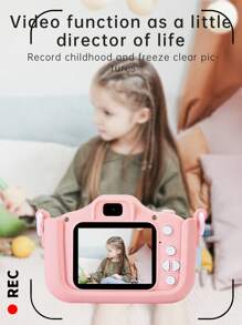 Digital Small SLR Camera With Front And Rear High-Definition Dual-Camera Cartoon Cat Mini Photo And Video Camera, No Memory Card Reader - Pink - View 4