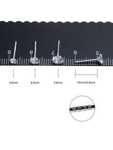 3對/套方晶鋯石裝飾銀耳釘